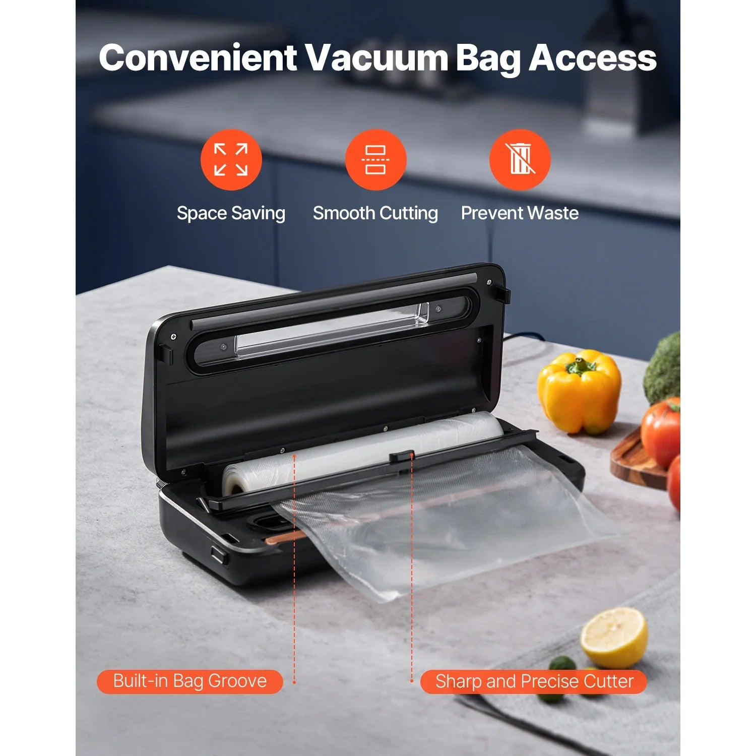 Succebuy 80Kpa 120W Electric Vacuum Sealer Machine 7-In-1 Wet Food Sealer with Free 10Pcs Vacuum Bags for Kitchen Food Storage