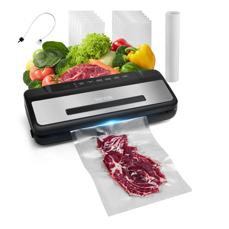 Succebuy 80Kpa 120W Electric Vacuum Sealer Machine 7-In-1 Wet Food Sealer with Free 10Pcs Vacuum Bags for Kitchen Food Storage